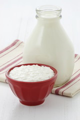 Delicious healthy milk and cottage cheese