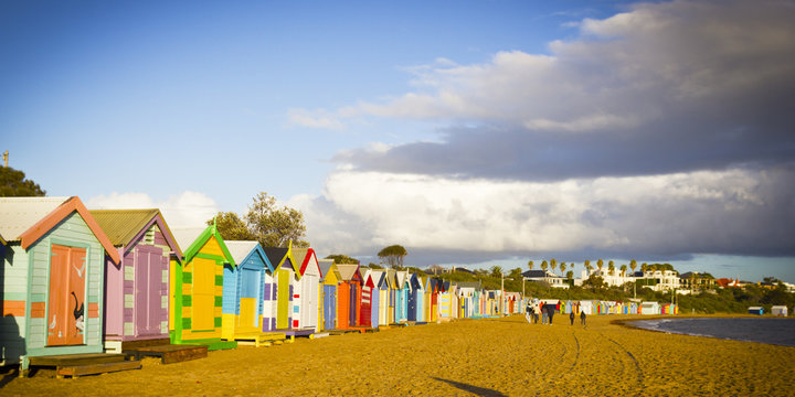Brighton bathing boxes in a row