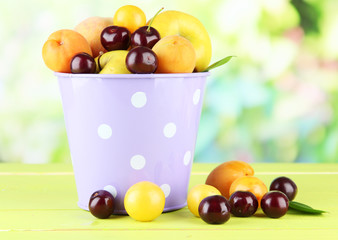 Bright summer fruits in pail