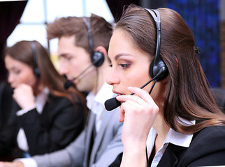 Call center operators at work.