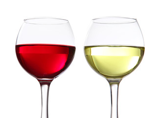 Glasses of wine isolated on white
