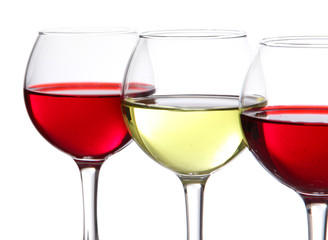 Glasses of wine isolated on white