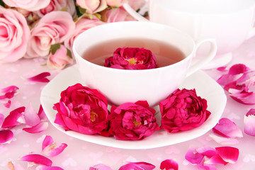 Rose tea close up