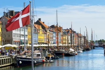 Wandcirkels tuinposter Historisch kanaal van Nyhavn in Kopenhagen, Denemarken © andrewburgess