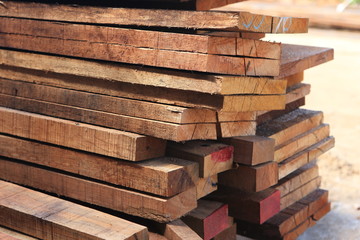 set of wood pine timber for construction building