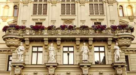 A terrace with flower in Europe