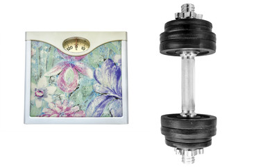 Weighing machine and dumbbell