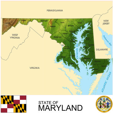 Maryland USA counties name location map background