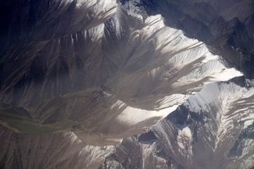 luchtfoto van Karakoram-bergen van Sinkiang, China