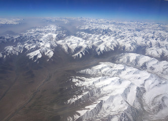 Naklejka premium aerial view of Karakoram mountains of Sinkiang, China