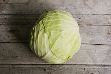 Cabbage on wooden table