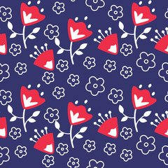 Seamless pattern flowers vector illustration background