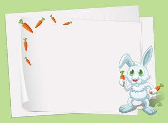 Empty papers with a bunny and carrots