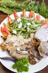 Grilled piglet and lamb meat