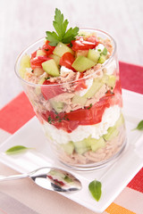tomato,cucumber and mozzarella salad