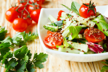 fresh vegetable salad with tomatoes