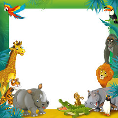 Cartoon safari - jungle - frame border template