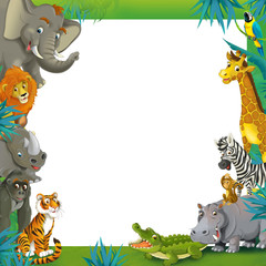 Obraz na płótnie Canvas Cartoon safari - jungle - frame border template