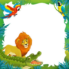 Cartoon safari - jungle - frame border template