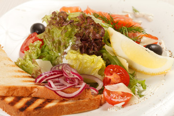 tasty appetizer with salmon