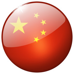 China Round Glass realistic button isolated on white