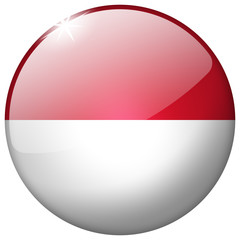 Indonesia Round Glass realistic button isolated on white