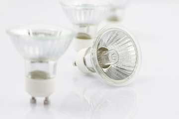 Halogen light bulb on a white background