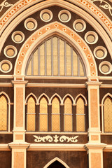 Obraz premium window church evening sunlight gold chanthaburi province in thai