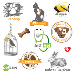 Pets icons and design elements