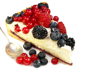 Piece of a pie with fresh berries