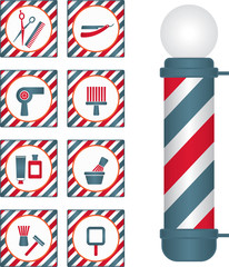 Barber shop pole and icons