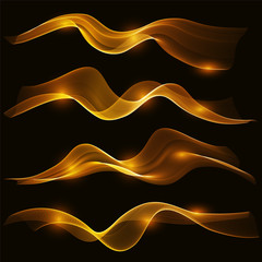 Shiny color waves over dark vector backgrounds