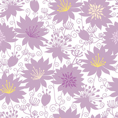 Vector purple shadow florals seamless pattern background with