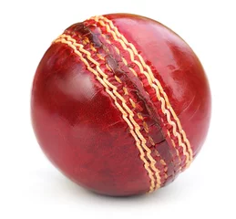 Rolgordijnen Cricket ball over white background © Swapan