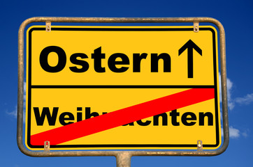 Schild Weihnachten Ostern