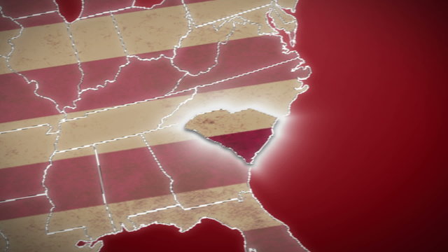 USA map, South Carolina pull out, all states available. Red