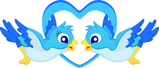 Blue bird cartoon couple