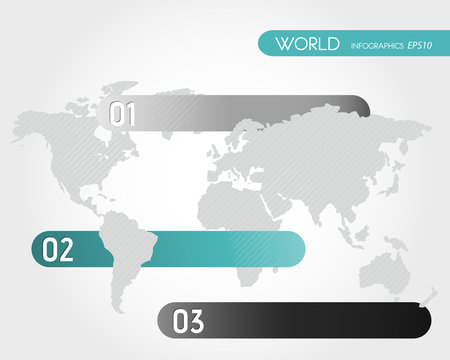 turquoise infographic world three options
