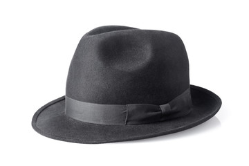black male felt hat isolated on white background - 54313040