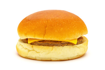 A cheeseburger isolated on white background