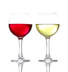 Glasses of wine isolated on white