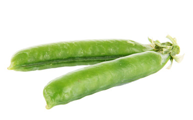 Sweet green peas isolated on white
