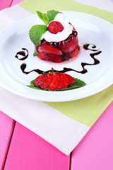 Tasty jelly dessert with fresh berries,