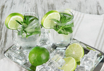 Glasses of cocktail with ice