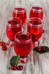 Glasses compote on wooden table