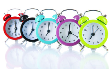 Colorful alarm clock isolated on white