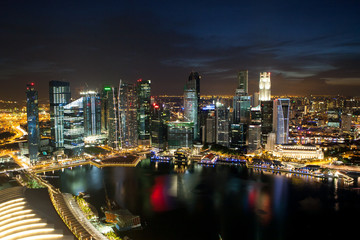 Fototapeta na wymiar View of Singapore skyline from Marina Bay Sands