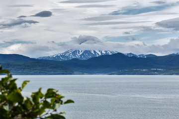 Landscape of Kamchatka: Avacha bay, Viliuchinsky Volcano