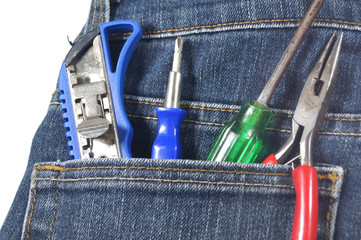 tool and equipment in  jean's pocket