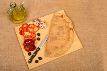 Calzone and ingredients